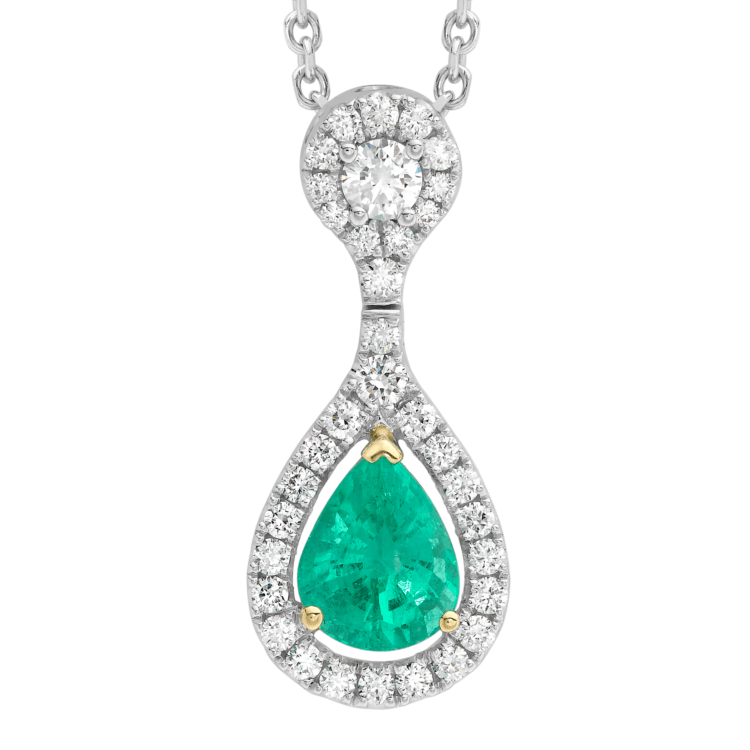 Emerald and diamond pendant