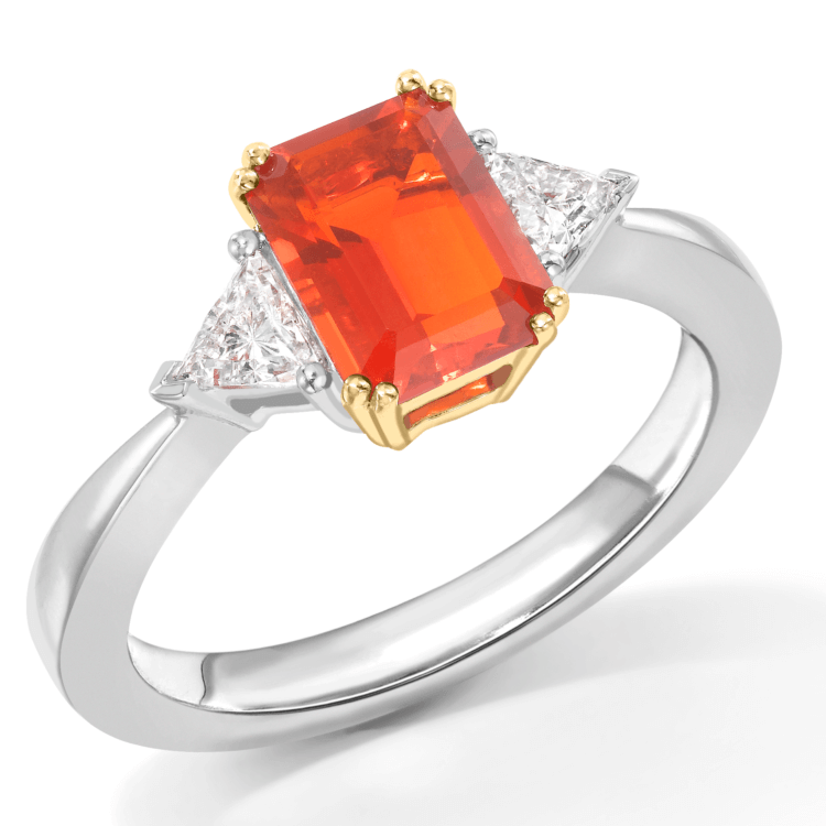 Mexican Fire opal and diamond pendant