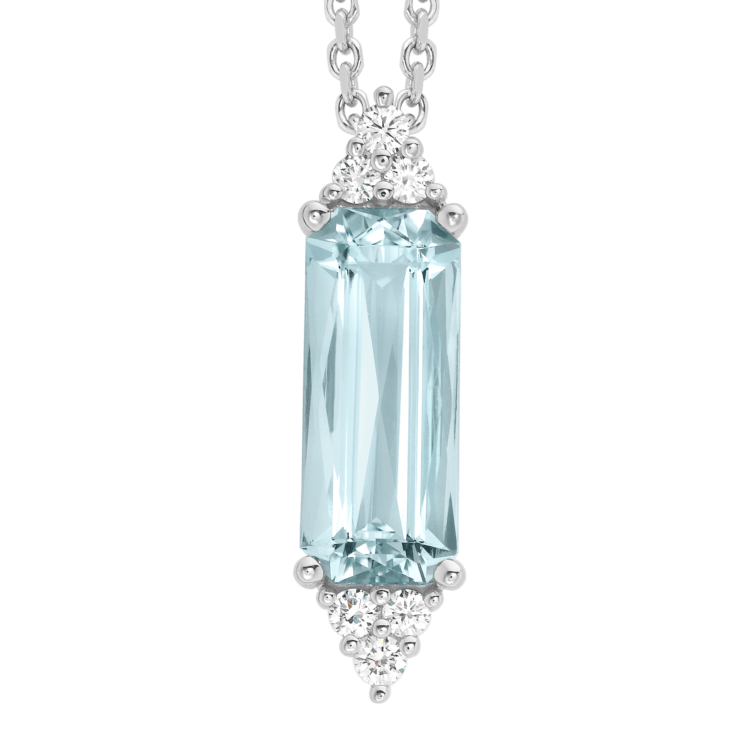 Aquamarine and diamond pendant