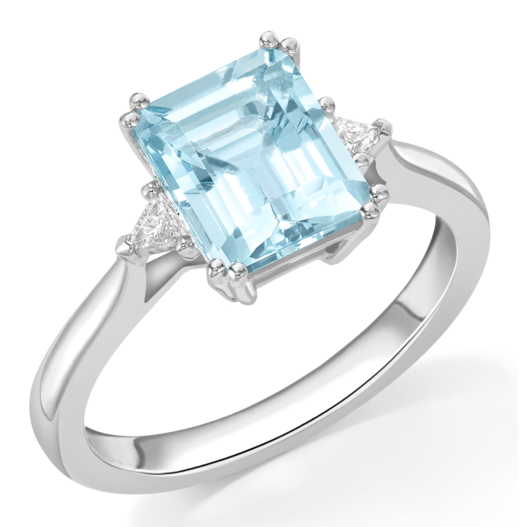Aquamarine and diamond ring