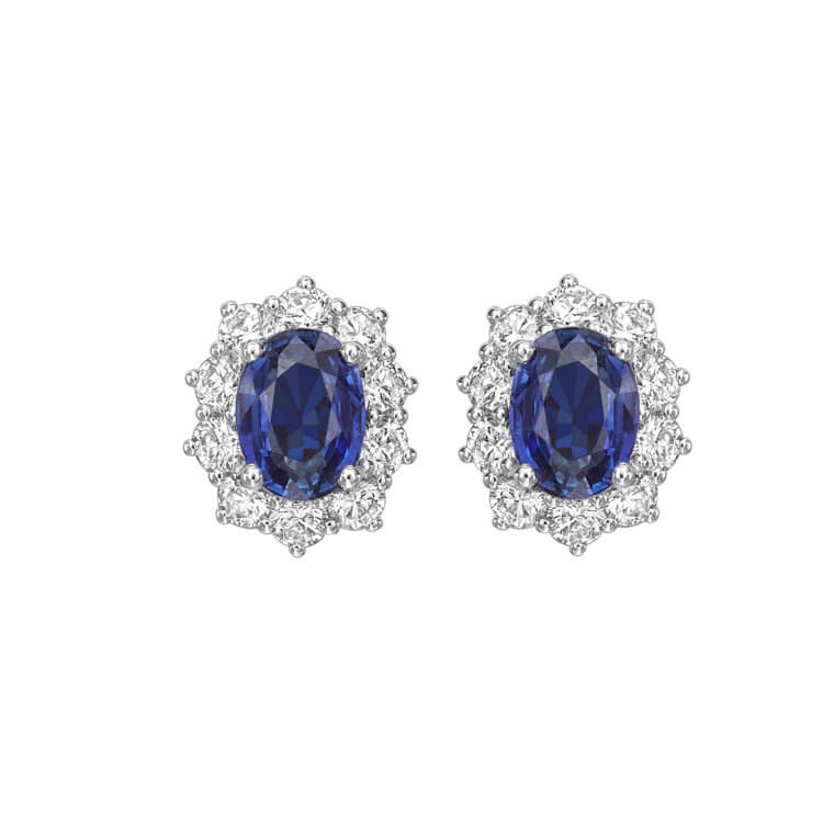 Sapphire and diamond cluster earrings