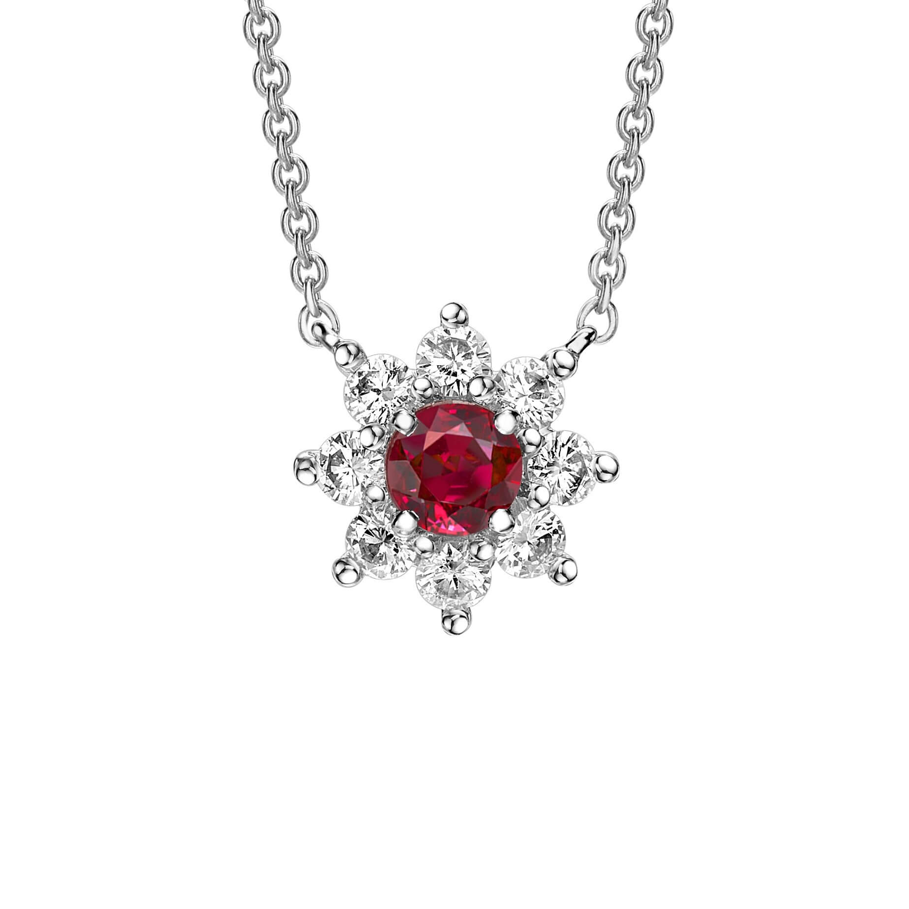 Ruby and diamond cluster pendant - The Diamond Trust