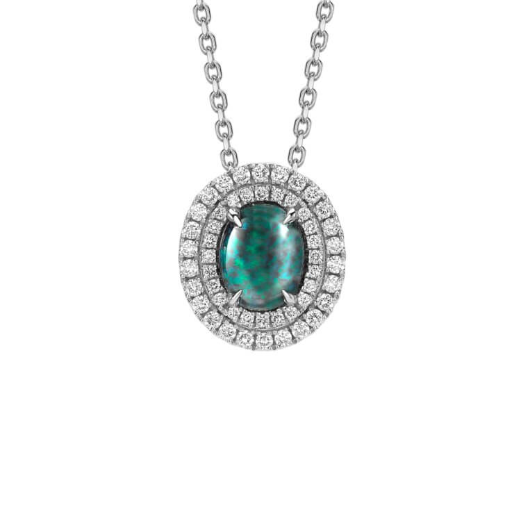 Black opal and diamond pendant