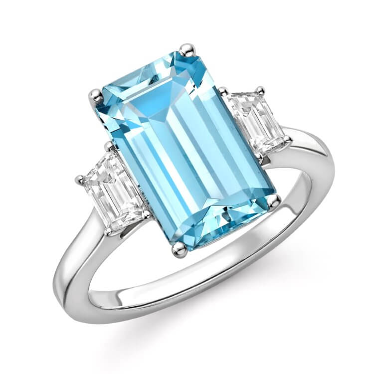 Aquamarine and diamond ring