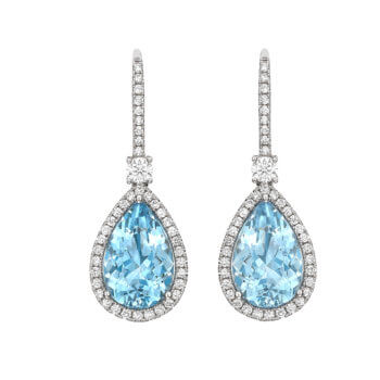 Aquamarine and diamond earrings